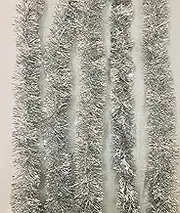 Silver Christmas Foil Tinsel Garland Metallic Streamers Christmas Tree Decoration Happy New Year Party Ceiling Hanging Decorations Indoor and Outdoor Shiny Sparkly Garland Decoration 28 Feet 5 Pieces