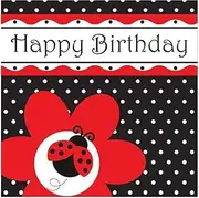 Creative Party 3 Ply Ladybird Happy Birthday Disposable Napkins (Pack of 16) (UK Size: One Size) (Black/Red/White)