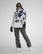 Obermeyer Cosima Jacket Women's 8 White Tie Dye Duck Down Full Zip Hooded ERK159