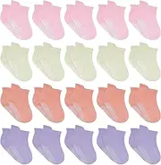 [Tphon] Toddler Kids Anti Skid Socks, 20 Pairs Boys Socks Kids Ankle Socks Low Cut Half Cushion Socks for Boys Girls