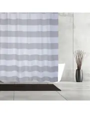 Moda at Home Queen Stripe 3pc Shower Curtain Set with 12 Shower Hooks