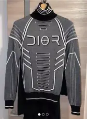 Dior Homme x Hajime Sorayama Technical Turtleneck XS Wool Rayon Knit Men's Black