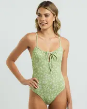 [Billabong] Billabong Women's Wild West Ditsy Coco One Piece Bathing Suit in Willow Green Size 10 10 Willow Green