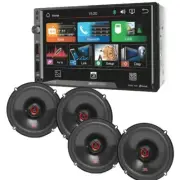 4) JBL 6.5" 165W speakers w/ 7 inch Double DIN Bluetooth USB Car Stereo Radio