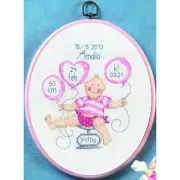 Permin 92-1858 Birth Baby Girl Embroidery Counted