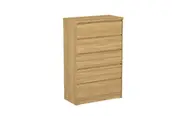Mahin Wooden Tallboy Chest Of 5-Drawers Storage Cabinet Oak