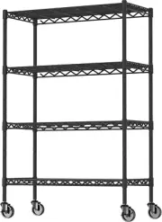 4-Shelf Heavy Duty Metal Storage Rack Adjustable Shelving Unit with Wheels Black