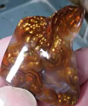 Natural hand fashioned Fire Agate specimen Aqua Caliente Mexico 62.85 carats