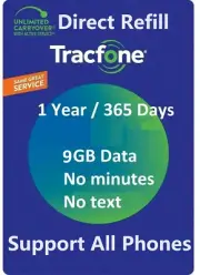 TracFone Service 1 Year/365 Days + 9 GB,Digital Same/Next Day Refill,All Phones