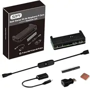 GeeekPi 2 W Case/Zero W Case Kit for Raspberry Pi Zero,with RPi Zero 2 W Aluminum Case,20Pin GPIO Header,Micro USB to OTG Adapter,HDMI Cable, Zero Copper Heatsink,ON/Off Switch Cable (Black)