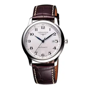 LONGINES 浪琴 Master 巨擘系列機械腕錶-銀x咖啡色錶帶/42mm