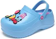[SECHRITE] Women's Garden Shoes Platform Clogs Mules Summer Shower Shoes Waterproof Slip on Mules Wedge Sandals Home Slippers