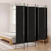 Bedroom Panel 6-Panel Room Divider Black 240x220 cm Fabric