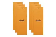 6x Rhodia No.8 Top Stapled List Notepad Office Stationery Note Pad 5x5 Grid ORNG