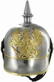 German Prussian Helmet Pickelhaube - in Steel W/Brass Perfect For Re-enactment