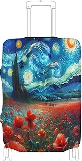 [Joisal] Lion Suitcase Protector Cover Tsa Approved Fit 18-32 Inch Luggage, Starry Night Red Flowers, S 18-20 in