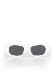 White Rectangle Frame Sunglasses