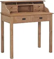 Wood Home Desk Computer Table with 6 Drawers: 90 x 50 x 100 cm, Office Adjustable Gaming Table - Solid Teak Design Desks