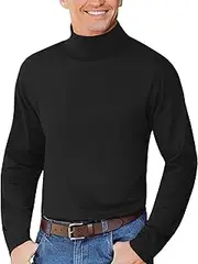 [ZSJR] Mens Mock Neck T Shirts Pullover High Neck Turtleneck Premium Long Sleeve Sweaters for Men