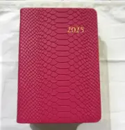 2025 Datebook Notebook Daily Journal 8x5" Graphic Image Leather Pink