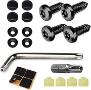 4 Set Black Anti Theft License Plate Screws Kits, Rustproof Stainless Steel Car Tag Plate Mounting Hardware, M6 (1/4") Tamper Proof Screws for Front Rear Frame Holder Mounting