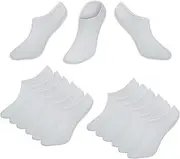 [Sallder] Pack of 6 unisex trainer socks for men and women in size 40-44. These white socks are breathable, stylish under your trainers., White, 7.5-10.5 US