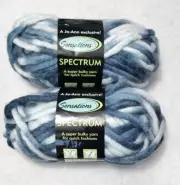 (2) Sensations SPECTRUM Yarns - Blue Color - Wool Blend Knit Crochet Fiber Art