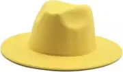 [Tomgfashion] Unisex Fedora Hat, Yellow, One Size, Yellow, One Size