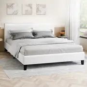 ALFORDSON Bed Frame Queen Double King Single Base Wooden Slats Leather White