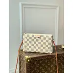 二手精品 LV DOUBLE ZIP POCHETTE BAG N60460白格