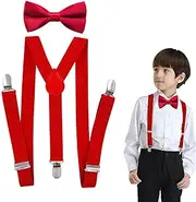 [Tokaneit] Braces Bow Tie Set, Children's Braces Bow Tie Set, Y Shape Adjustable Braces, Adjustable Bow Tie and Braces in Set, Elastic Braces