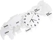 ORFOFE Acrylic Silent Clock World Map Wall Decor 60cm White Mute Battery Wall Clock for Living Room