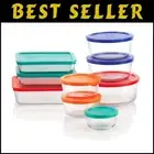 Versatile 9-Piece Glass Storage Containers for Meal Prep - Dishwasher Safe