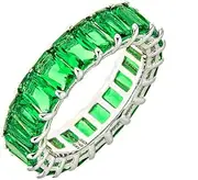 [Maya J] Eternity Ring - Emerald-Cut, with Artisan Fashioned Gemstones