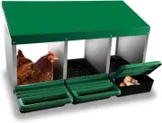 Chicken Nesting Box, 3 Compartments Chickens Egg Laying 3 Compartments, Green
