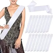 16 Pcs White Sashes, Blank Senior Satin Sash for Pageants, Plain Satin Sashes to Decorate for Beauty Pageant, Birthday, Wedding, Graduation, Party, DIY Supplies