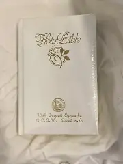 Vtg Holy Bible White Leather Deepest Sympathy- Union OCAW Oil Chemical Atomic