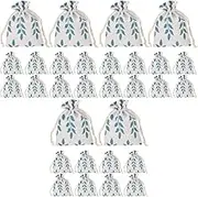 Cabilock 3sets 10pcs Burlap Drawstring Bags for Jewelry Present Pouches with Leaf Print for Weddings Parties Showers and Festivals 10pcs*3