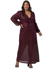 [Pink Dusk] All I Want Sequin Maxi Dress in Burgundy