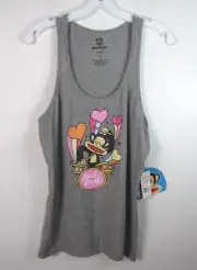 Paul Frank NWT Women's Large Grey Stretch Cotton Monkey Drummer Tank Top