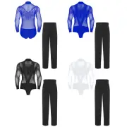 Men Outfits Latin Suit Salsa Set Modern Practice Ballroom Stage Dance Costume