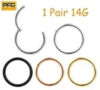 1 Pair Surgical Steel 14G Hinged Hoop Segment Nose Septum Rings Sleeper Earrings