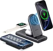 SwanScout Charging Station for iPhone, 10000mAh Foldable 3 in 1 Wireless Charger for iPhone 15 14 13 12 Pro/Pro Max/Plus, for Apple Watch Ultra 2/Series 9/8/7/6/5