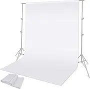 MSKIRA White Backgrounds for Photography 3x3.6M/10x12ft Screen Backdrop Background Photo Backdrop for Meeting YouTube Video Streaming Gaming