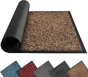 Mibao Dirt Trapper Door Mat for Indoor&Outdoor, 20" x 32", Brown Black,Washable Barrier Door Mat, Heavy Duty Non-Slip Entrance Rug Shoes Scraper, Super Absorbent Front Door Mat Carpet