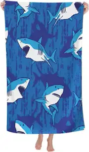 Shark Beach Towel for Boys, Personalized Beach Towels for Kids Microfiber Beach