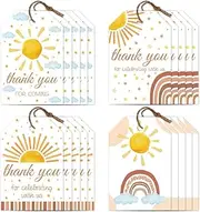 CHGCRAFT 120 Pcs Gift Tags Sun Rainbow Thank You Present Tags with String 3x2in Paper Tags Present Labels for Decoration Birthday Wedding Bridal Shower Graduation