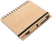 COLLBATH Bamboo Cover Notebook Spiral Notepad Student Notepad Office Journal Creative Writing Journal
