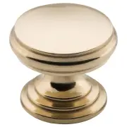 2.5cm Round Flat Cupboard Knob, Polished Brass