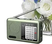 Portable Full-Band Radio, Rechargeable Weather Radio Am Shortwave Radio, Full Band Great Reception Audio Equipment Earphone Jack Transistor Radio for Outdoor